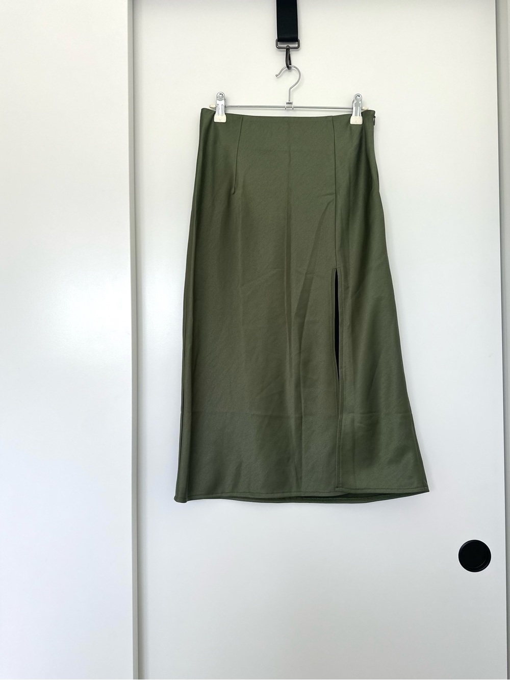Princess Polly Olive Green Midi Skirt with Front Slit